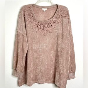 Maurices Women's Plus 2X Pink Sparkle Long Sleeves Sweater